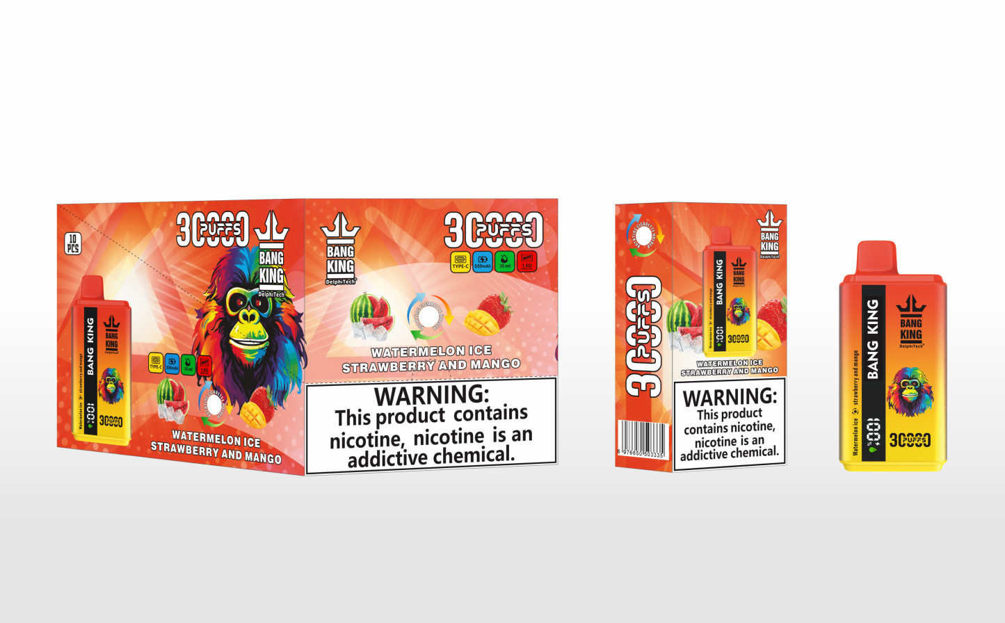 Bang King 30000 Puffs Disposable Vape - Watermelon Ice & Strawberry And Mango