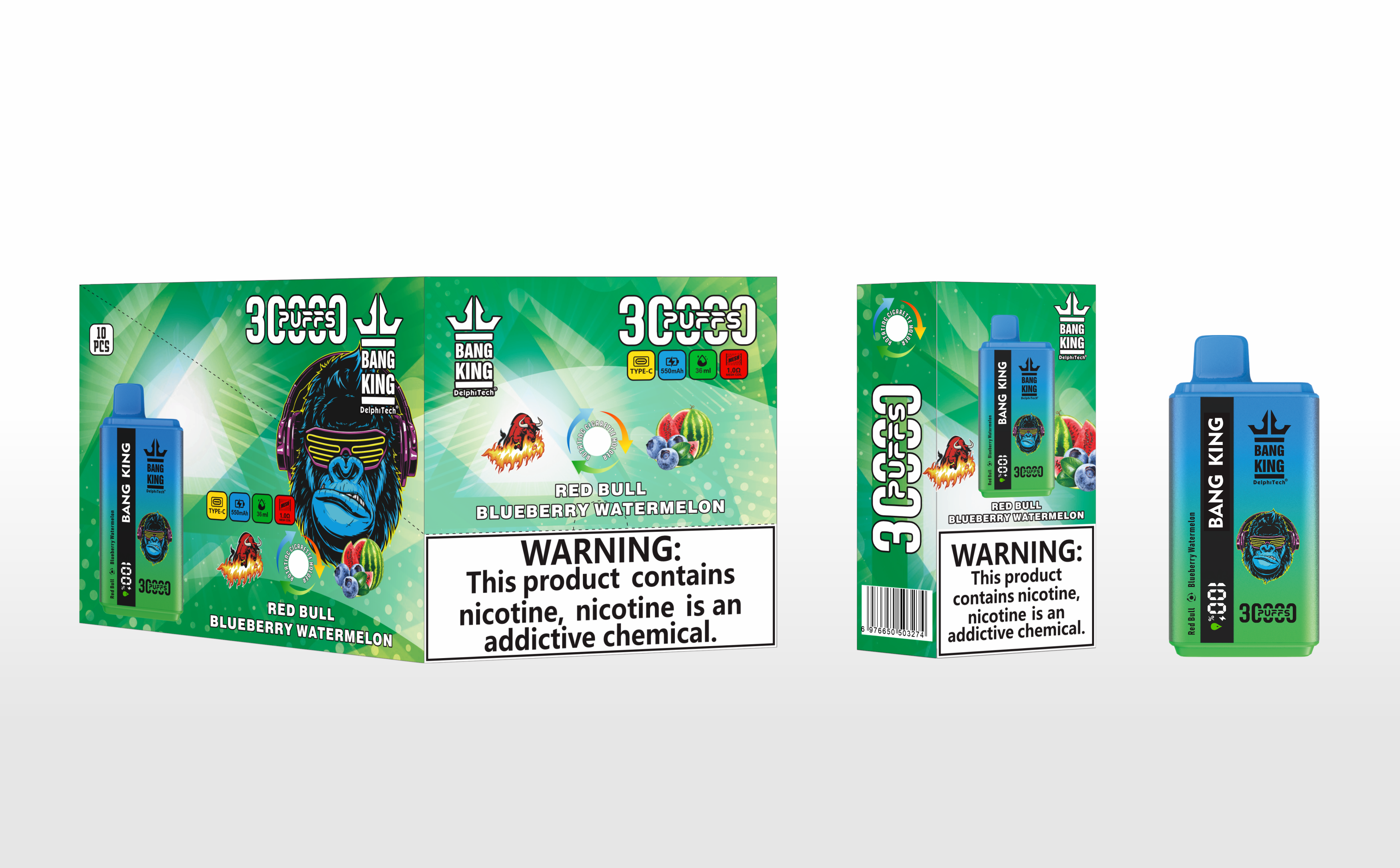 Bang King 30000 Puffs Disposable Vape - Red Bull & Blueberry Watermelon