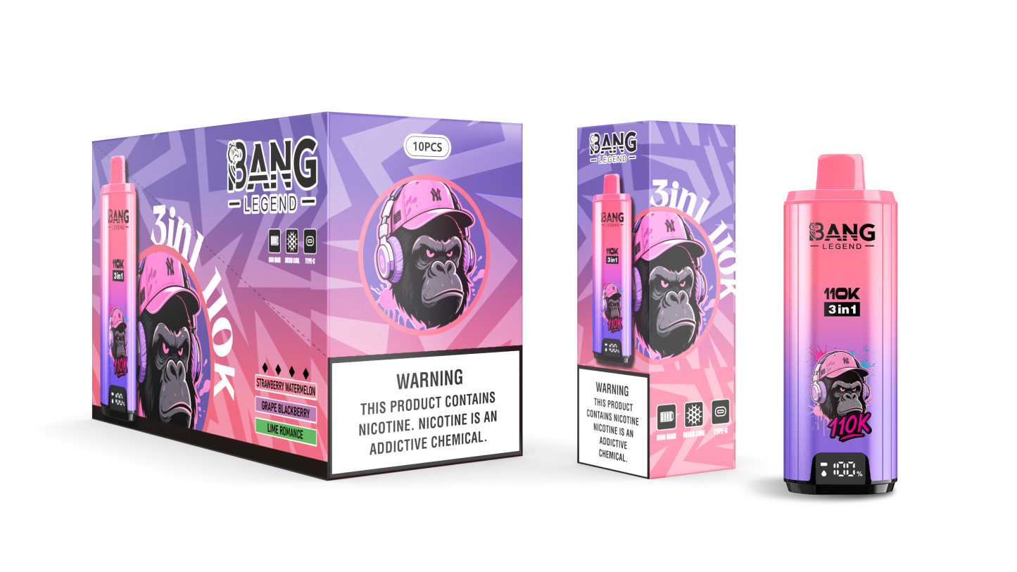 Bang Blaze 110000 Puffs 3 in1 Flavor Disposable Vape - Strawberry Watermelon Grape Blackberry & Lime Romance