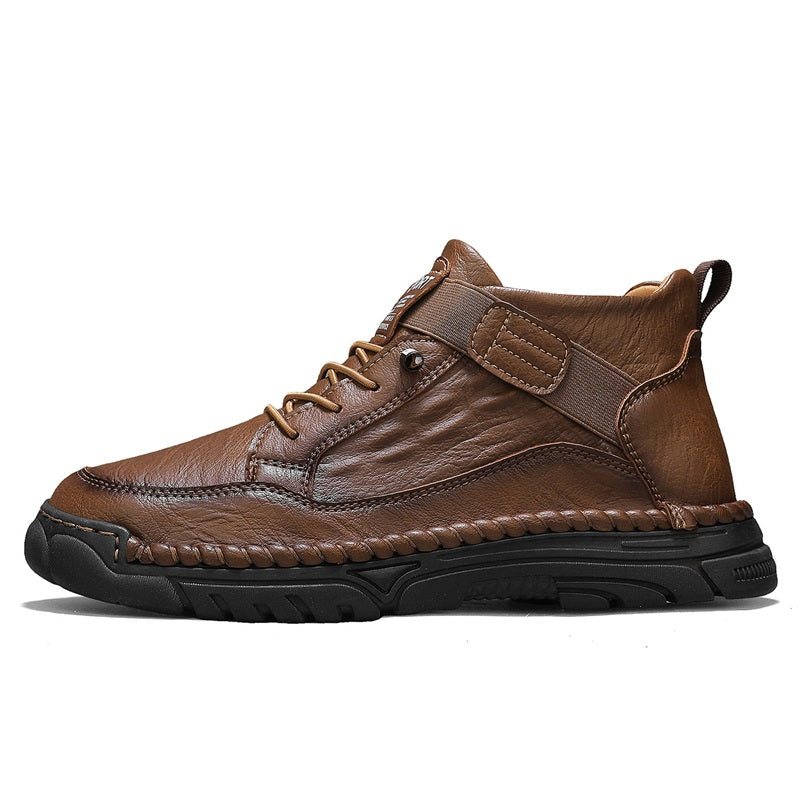 Mens Casual Leather Shoes Ankle Chukka Boots Slip On Lightweight Loafers