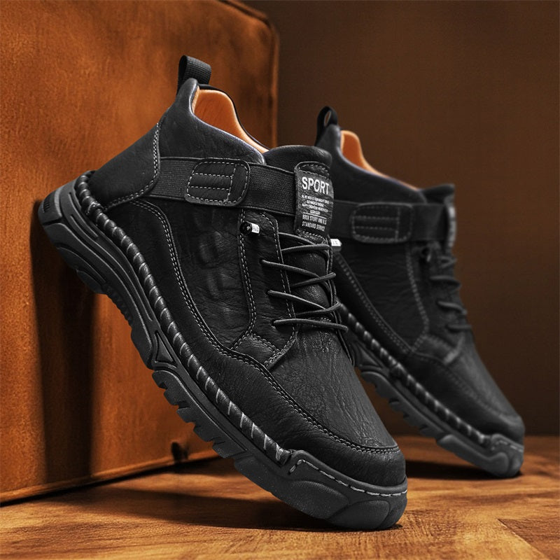 Mens Casual Leather Shoes Ankle Chukka Boots Slip On Lightweight Loafers