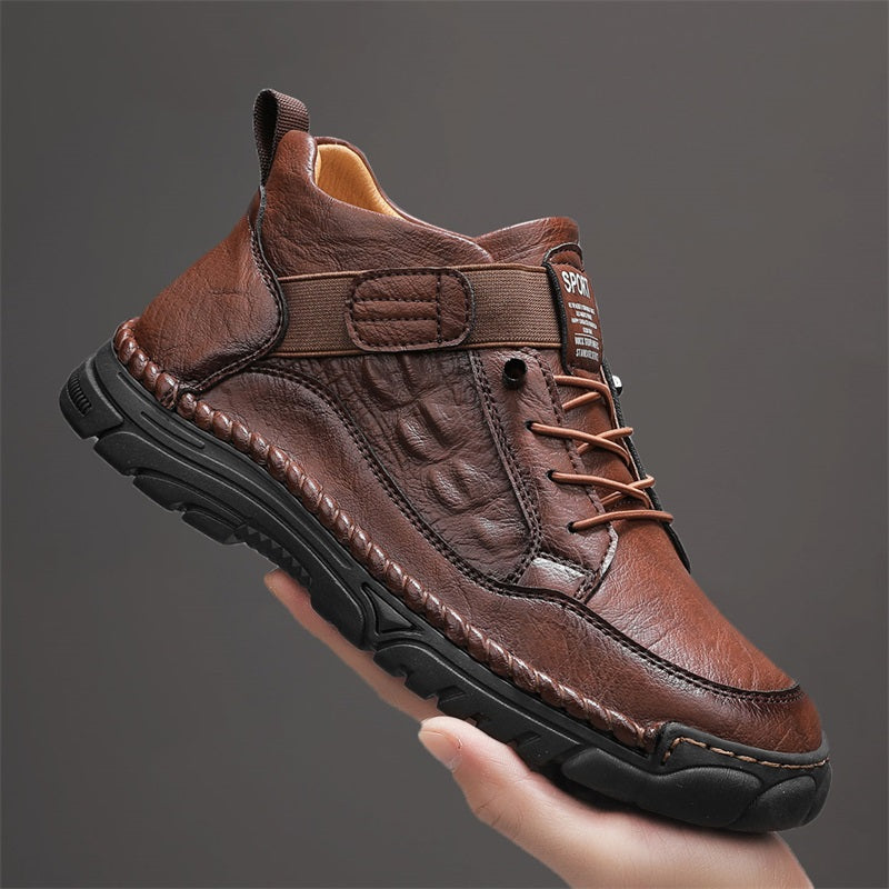 Mens Casual Leather Shoes Ankle Chukka Boots Slip On Lightweight Loafers