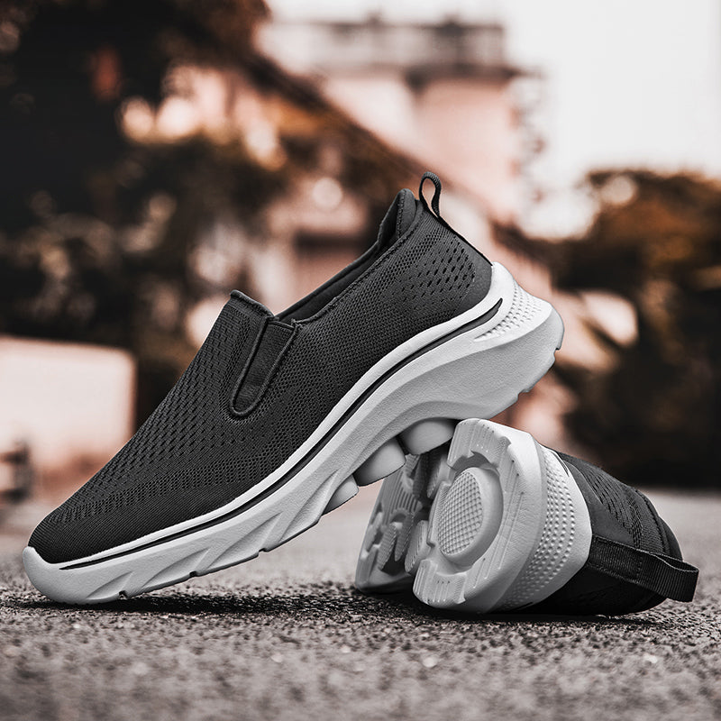 Men‘s Slip-On Running Walking Shoes - Zero Laces Comfort, Non-Slip Traction & Cushioned Support