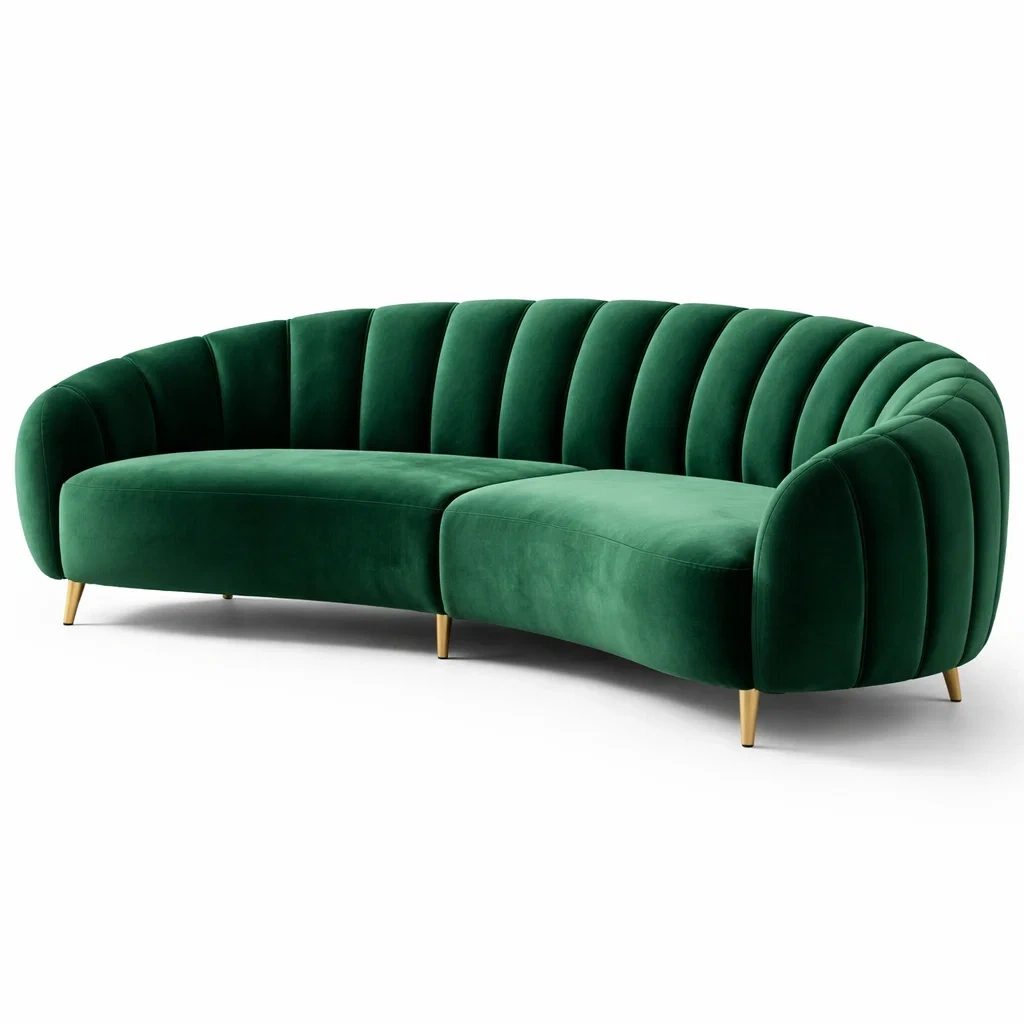 Curved Velvet Living Room Sofa-NestSolara