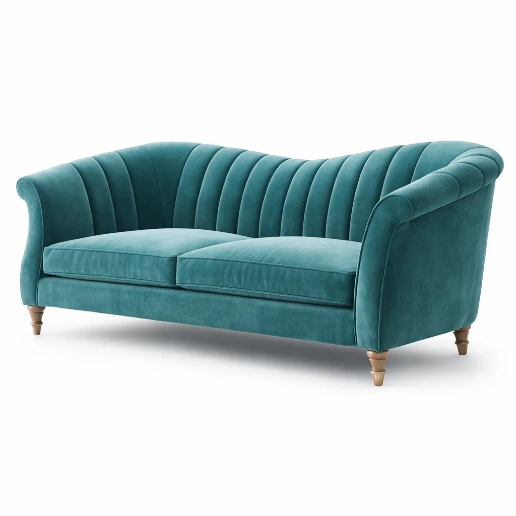 Modern Curved Velvet Sofa-NestSolara
