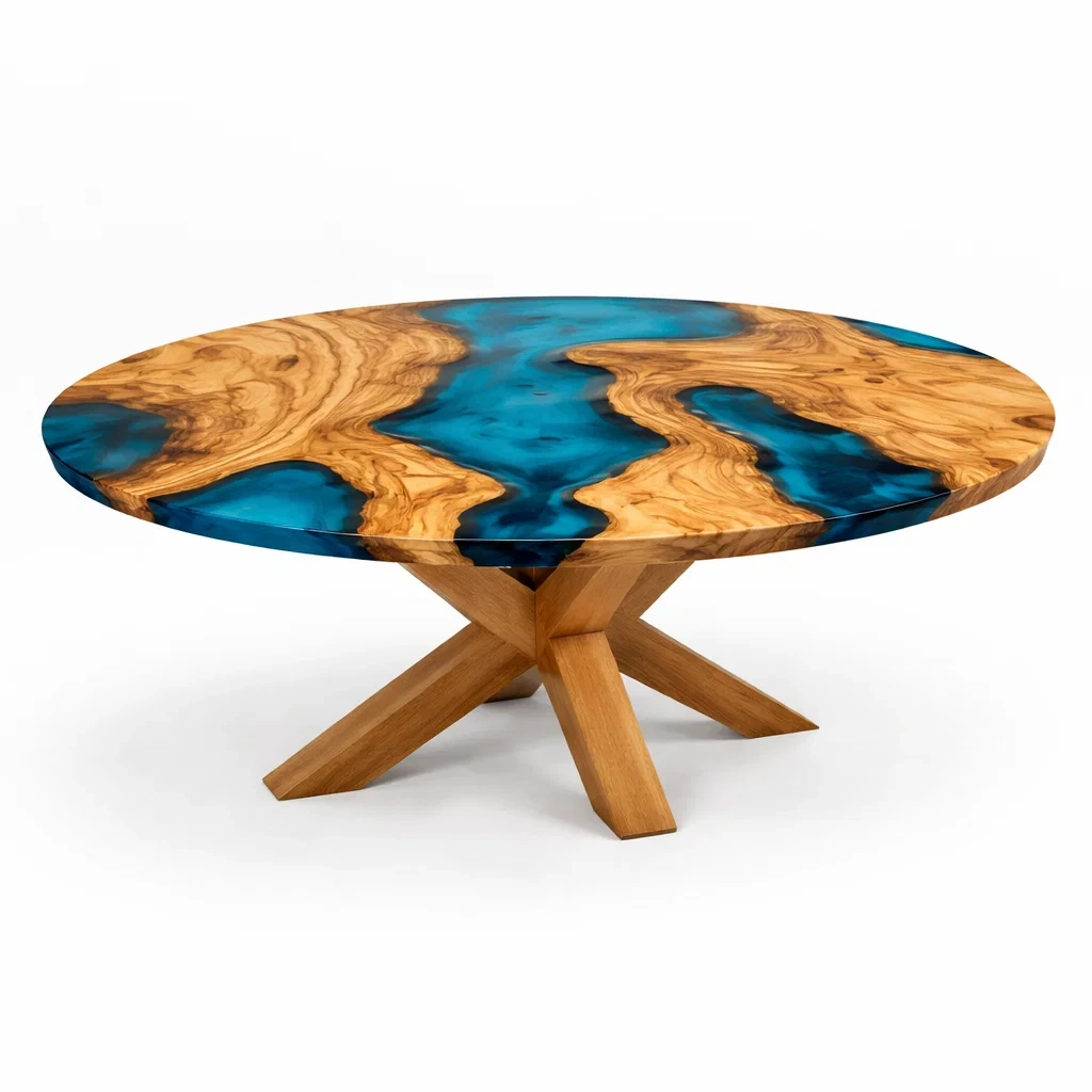 Round River Resin Dining Table-NestSolara