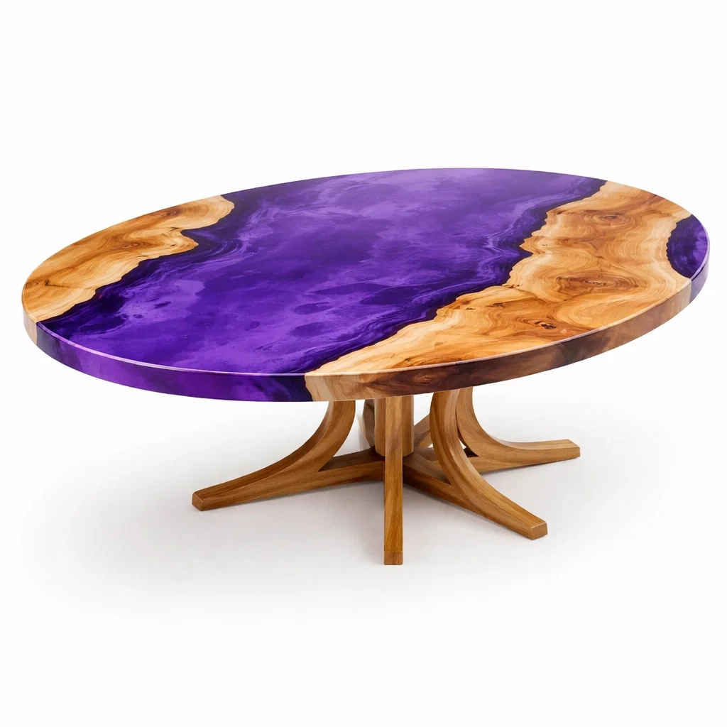 Purple Resin River Dining Table-NestSolara