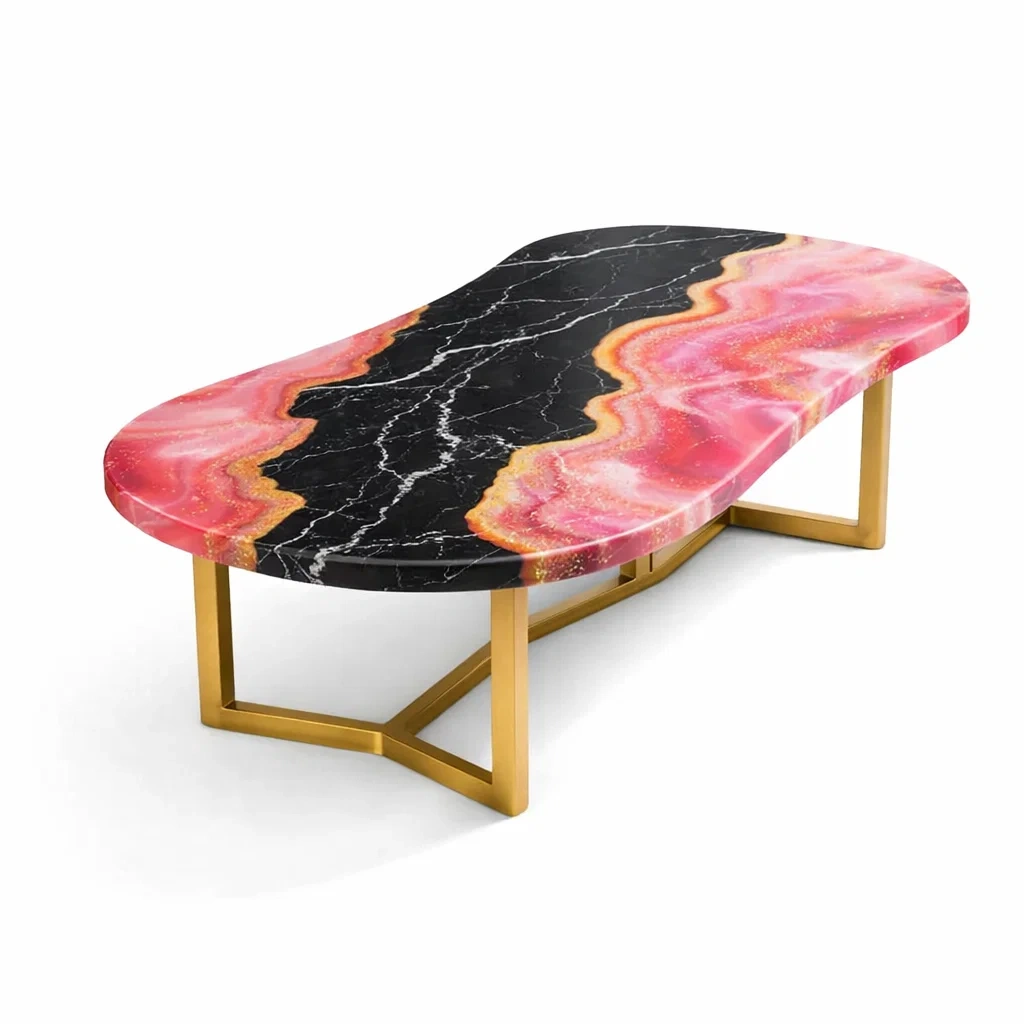 Marble Pattern Resin Coffee Table-NestSolara