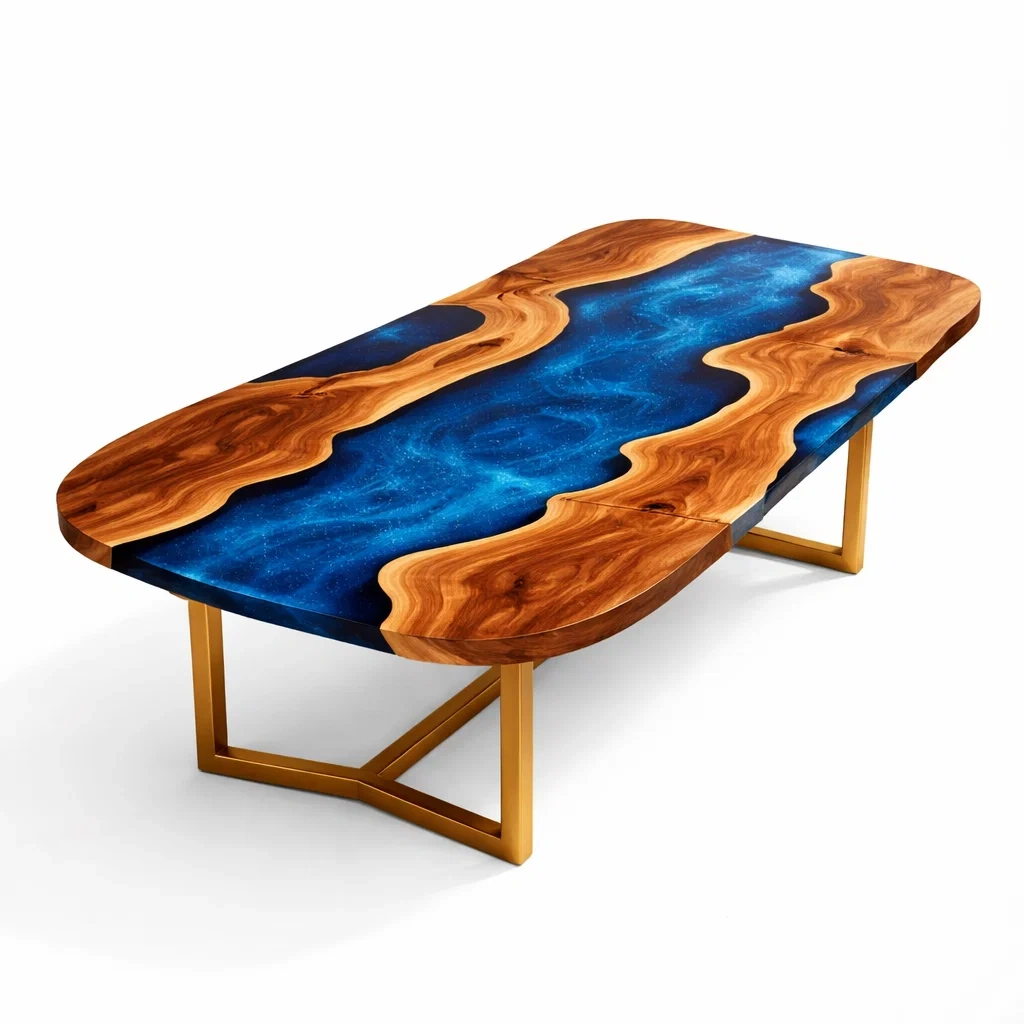 River Resin Wood Coffee Table-NestSolara