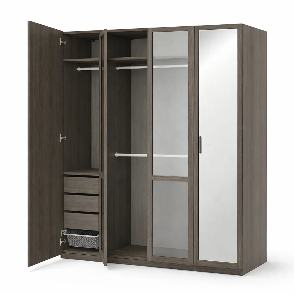 Contemporary Glass Door Wardrobe Closet-NestSolara
