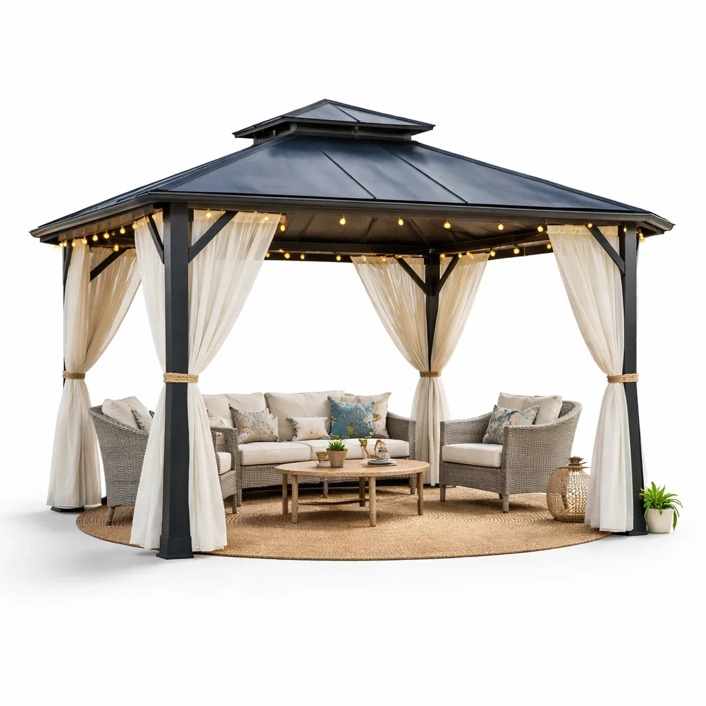 Modern Patio Hardtop Gazebo Pavilion-UrbanLoria