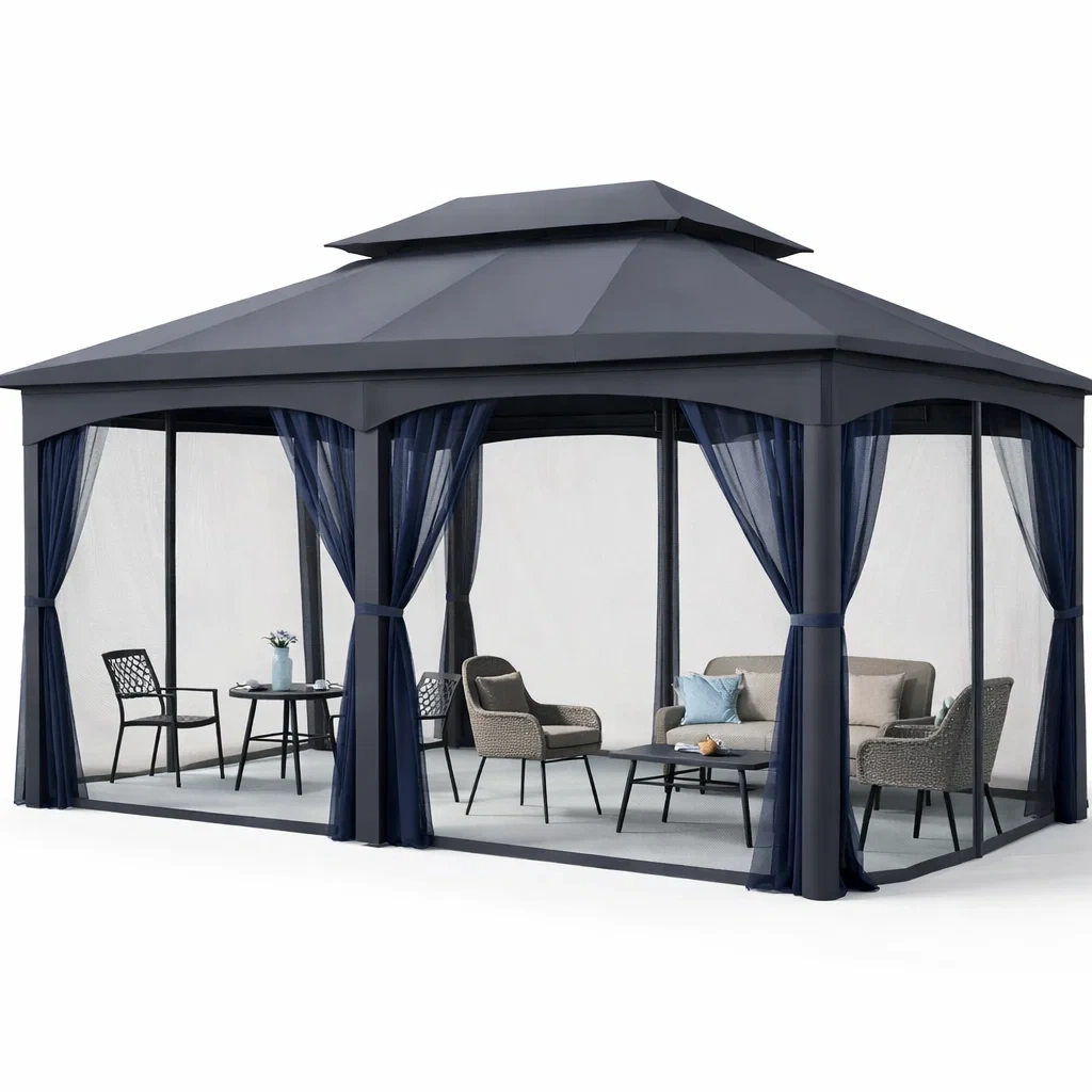Large Screen Patio Gazebo Shelter-UrbanLoria