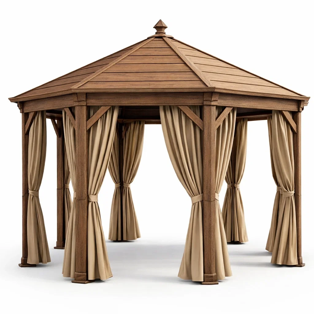 Classic Wooden Patio Gazebo-UrbanLoria