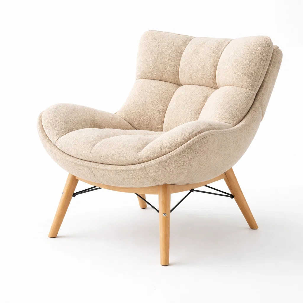 Boucle Fabric Accent Lounge Chair-UrbanLoria