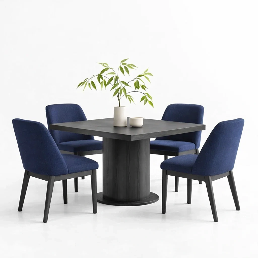Black Square Dining Table Set-UrbanLoria