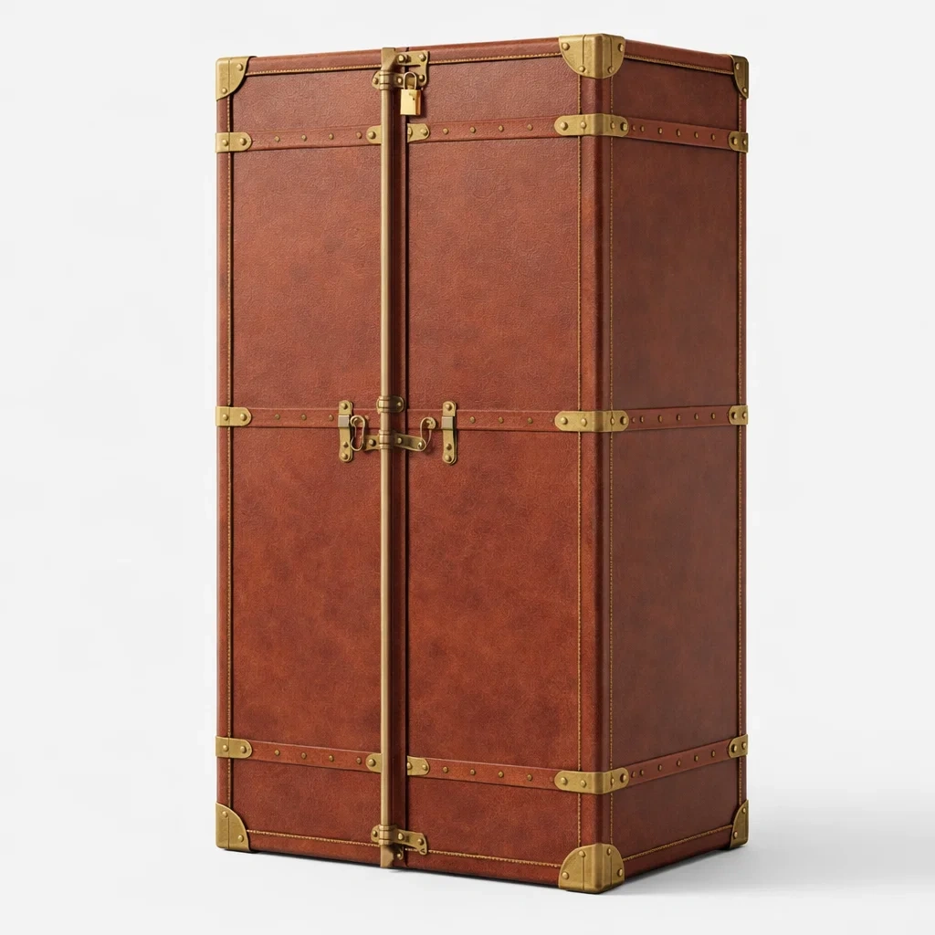 Brown Vintage Trunk Wardrobe-UrbanLoria