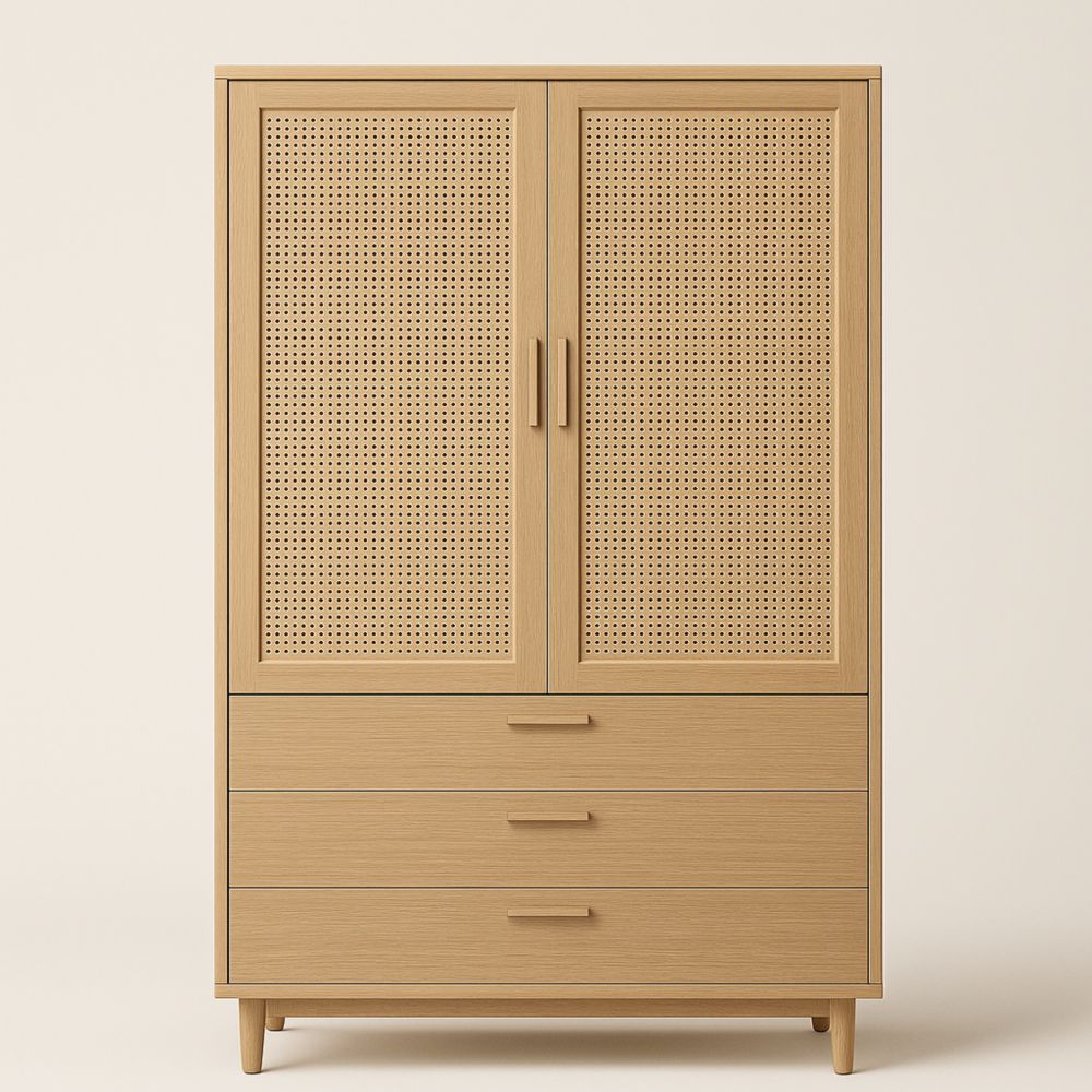 Armoire en bois avec portes perforées et 3 tiroirs