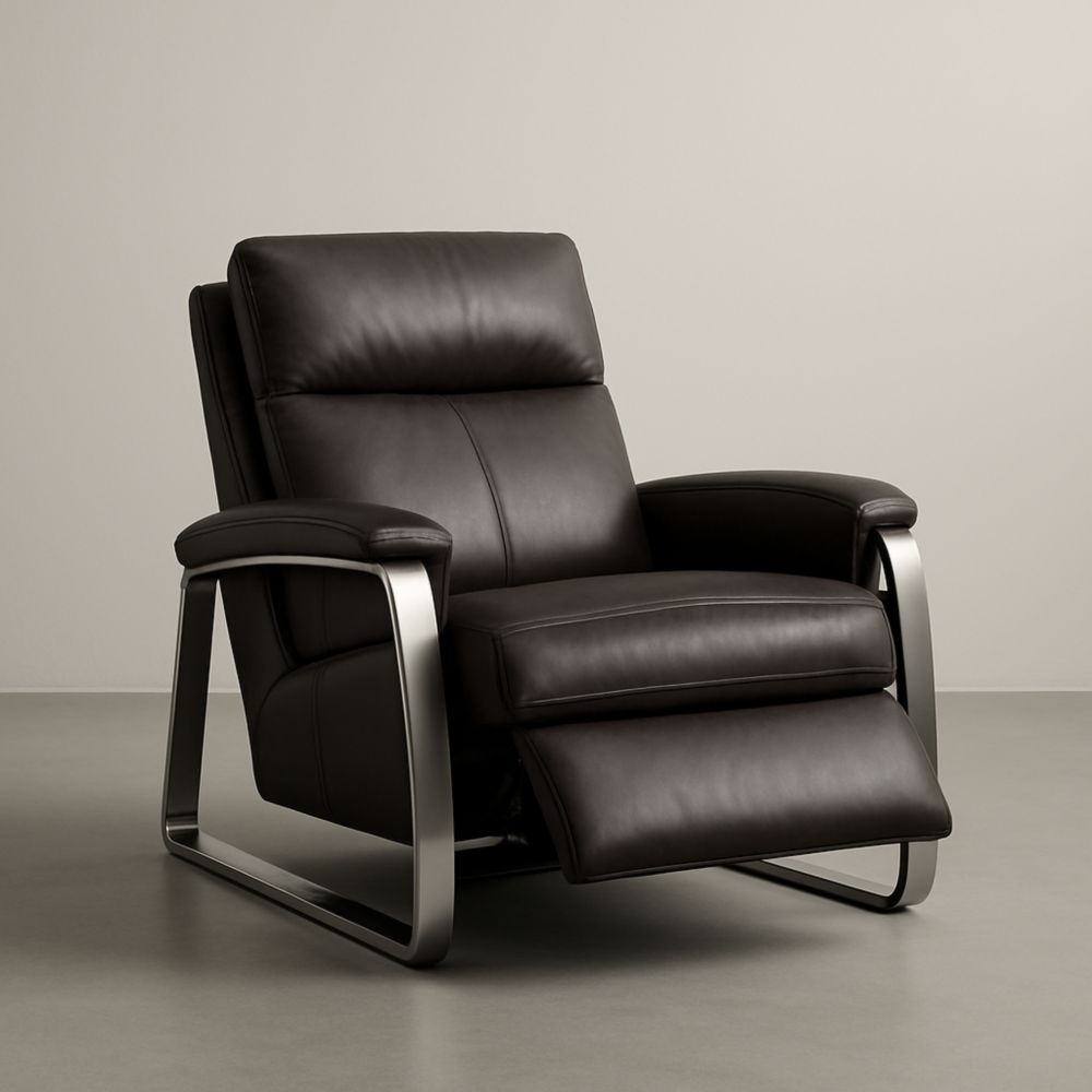 Fauteuil inclinable en cuir avec cadre en métal