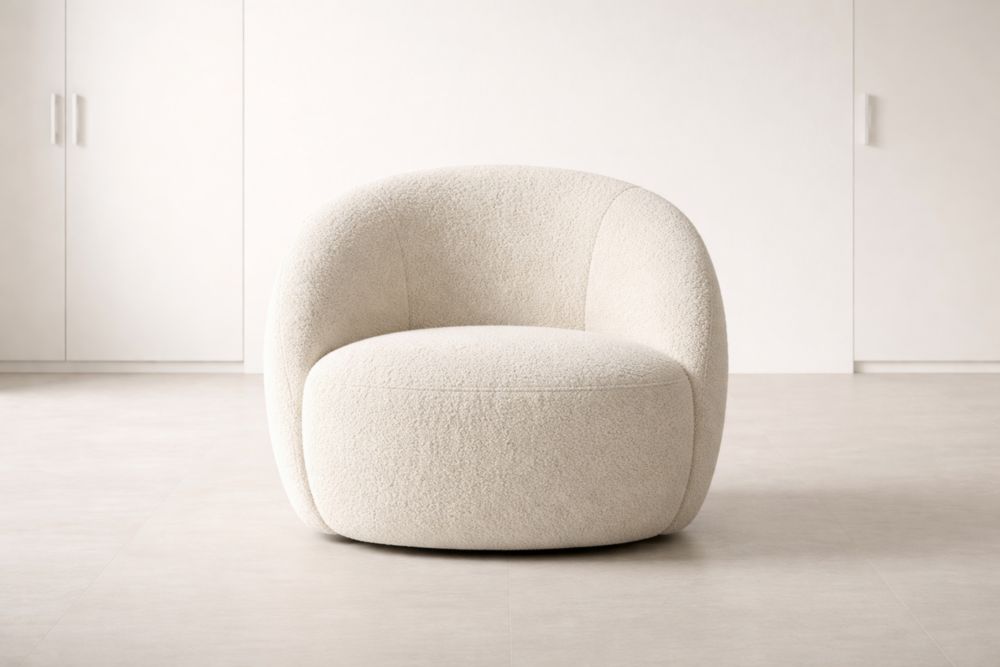 Chaise de détente en tissu bouclé Crème