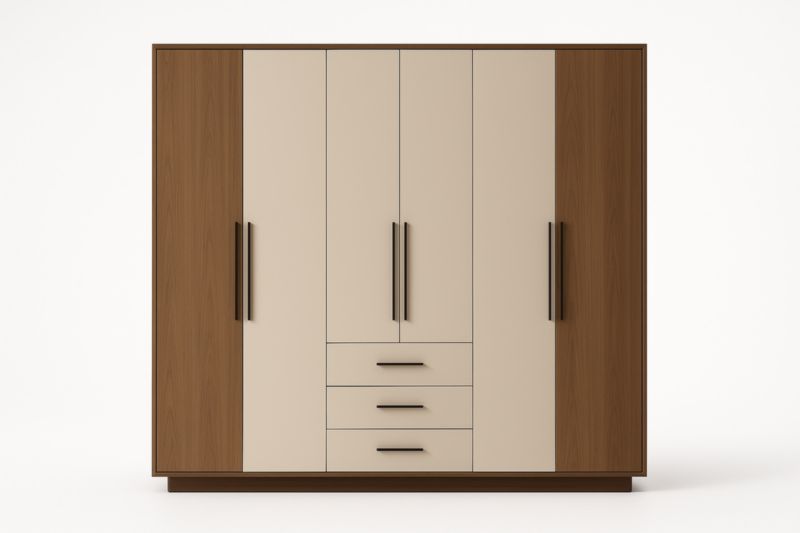 Armoire 6 portes et 3 tiroirs en bois MDF