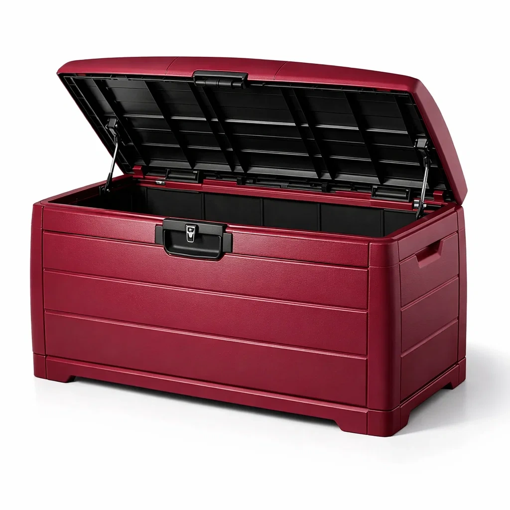 Gartenaufbewahrungsbox aus kunststoff rot 117x45x57 cm-LIVINGCRAFTPRO