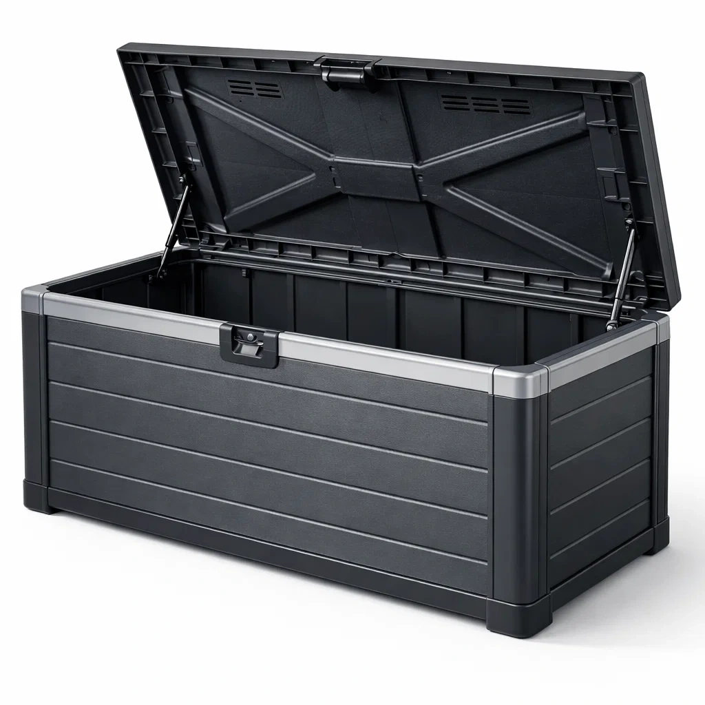 Gartenaufbewahrungsbox aus polypropylen rechteckig anthrazit-LIVINGCRAFTPRO