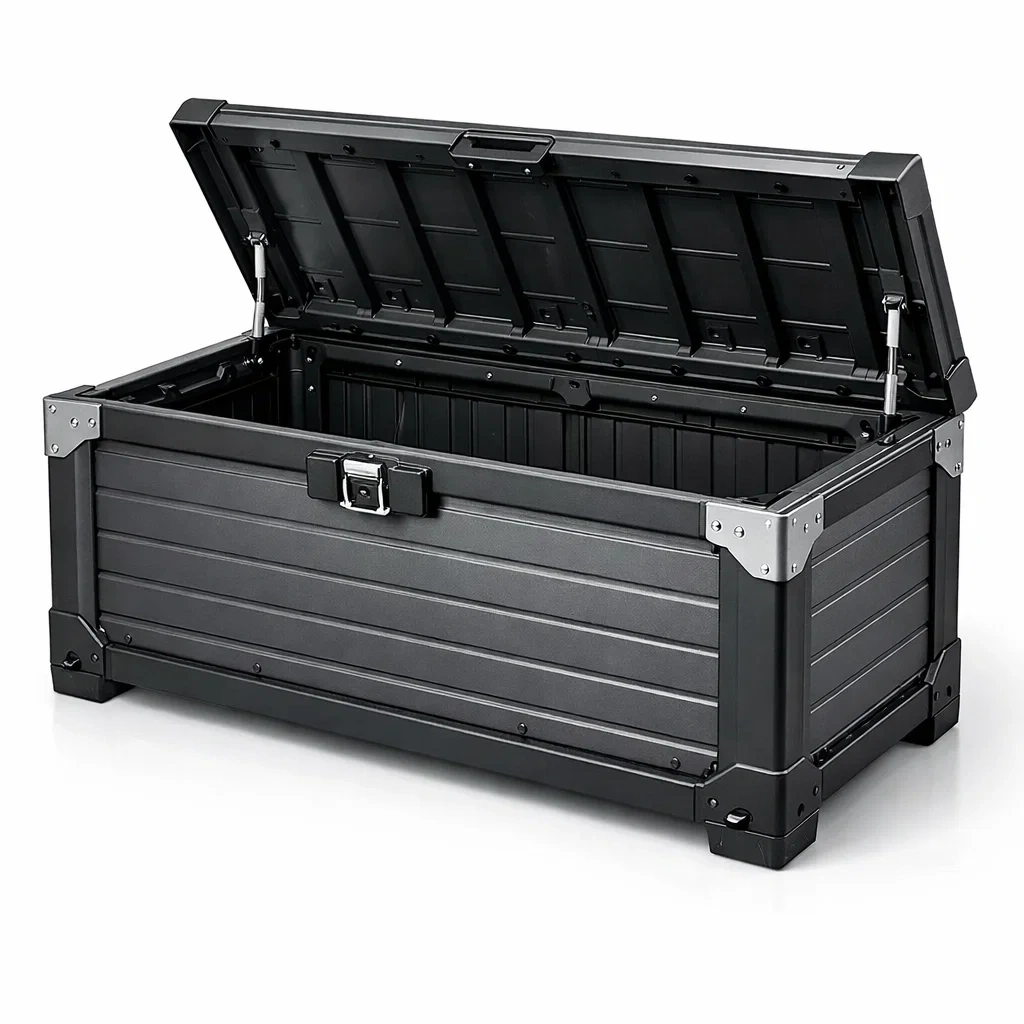 Gartenaufbewahrungsbox aus metall schwarz 120x60x60 cm-LIVINGCRAFTPRO