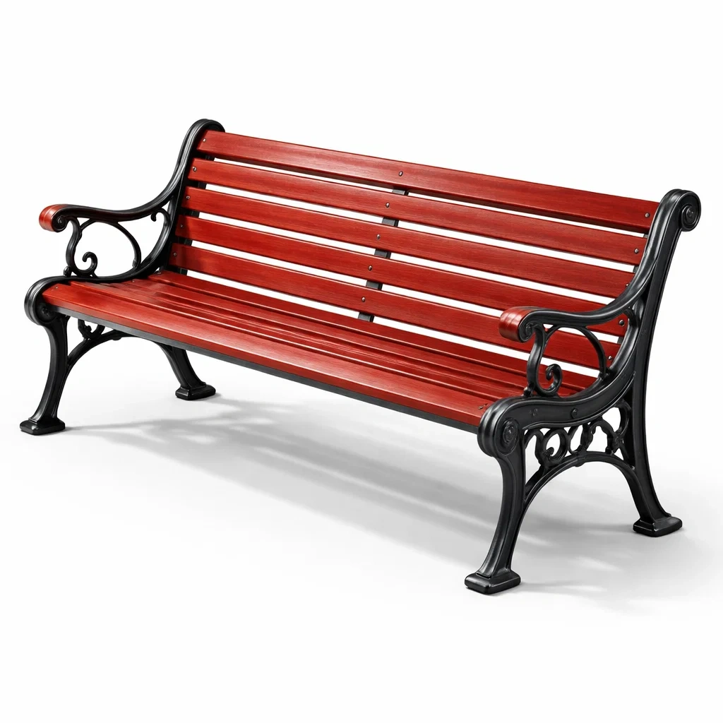 Gartenbank massivholz gusseisen rot schwarz 150x60x80 cm-LIVINGCRAFTPRO