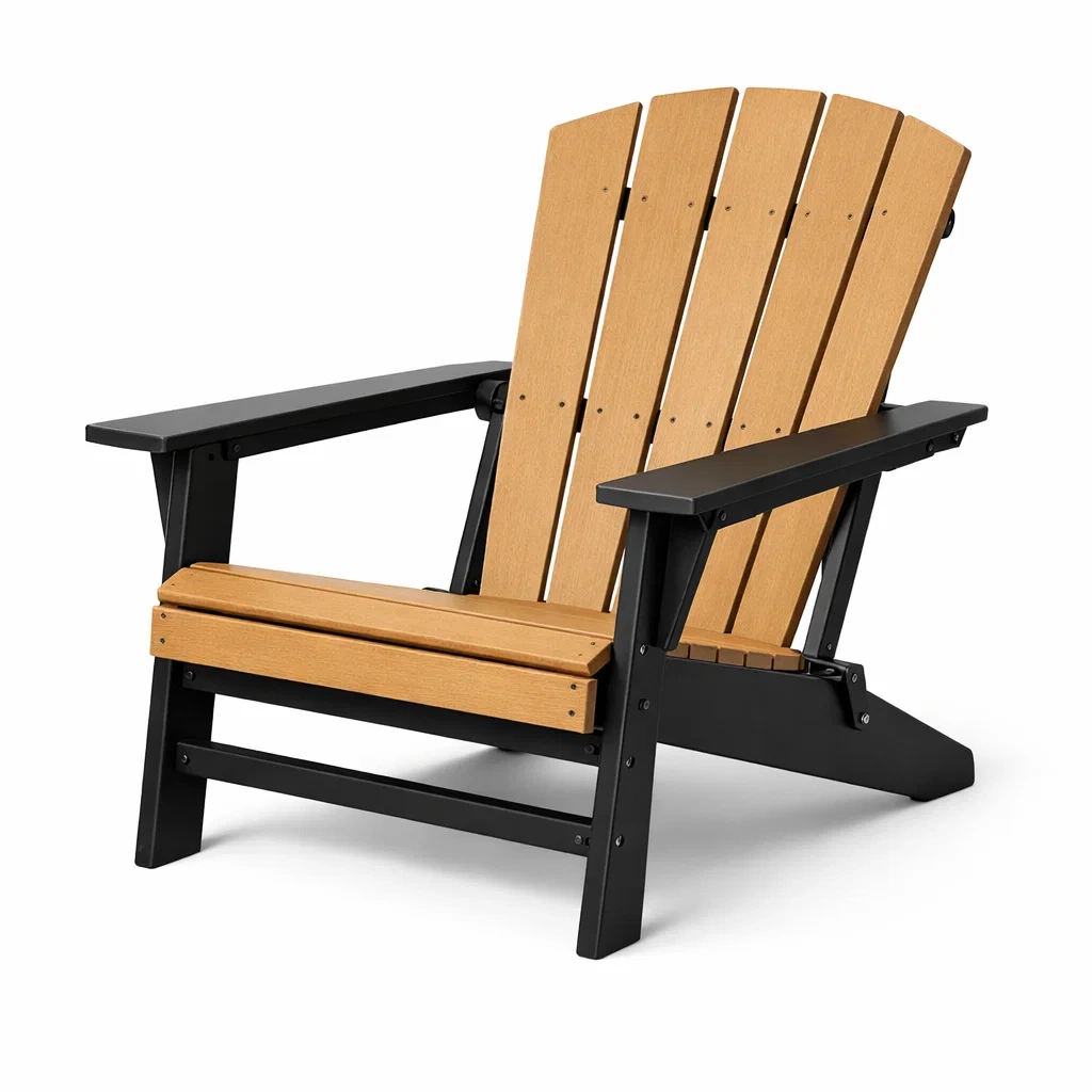 Adirondackstuhl aus kunststoff in holzoptik schwarz und natur 90x75x90 cm-FURNISHELITECO