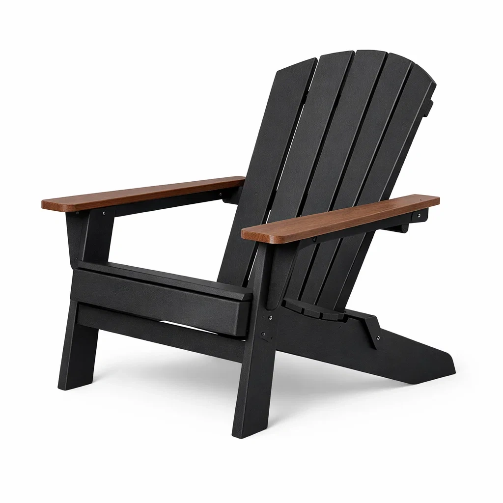 Adirondackstuhl aus holz und kunststoff schwarz und braun-FURNISHELITECO