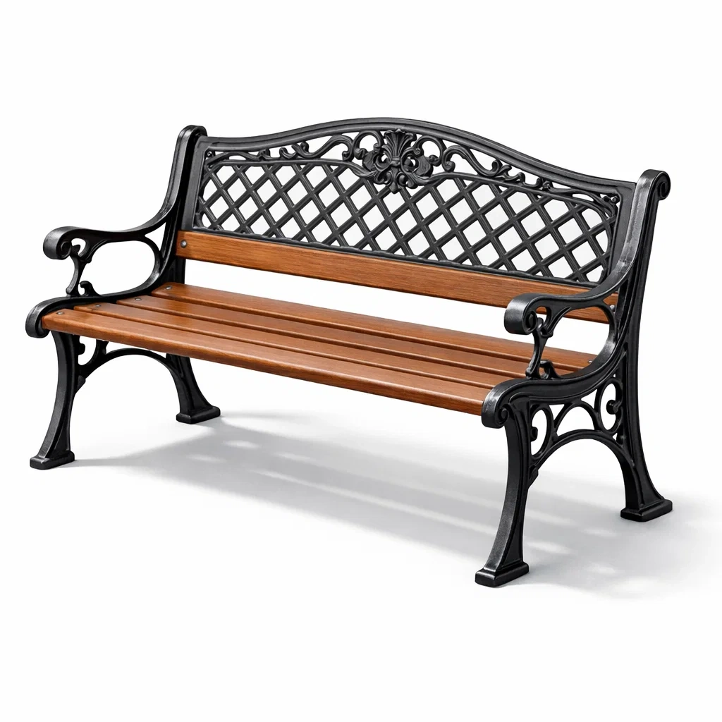Gartenbank gusseisen und holz schwarz braun-FURNISHELITECO