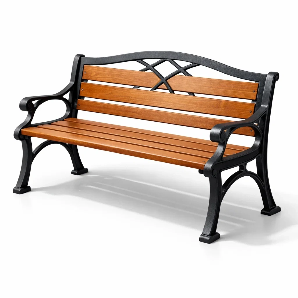 Gartenbank kiefernholz gusseisen schwarz braun-FURNISHELITECO
