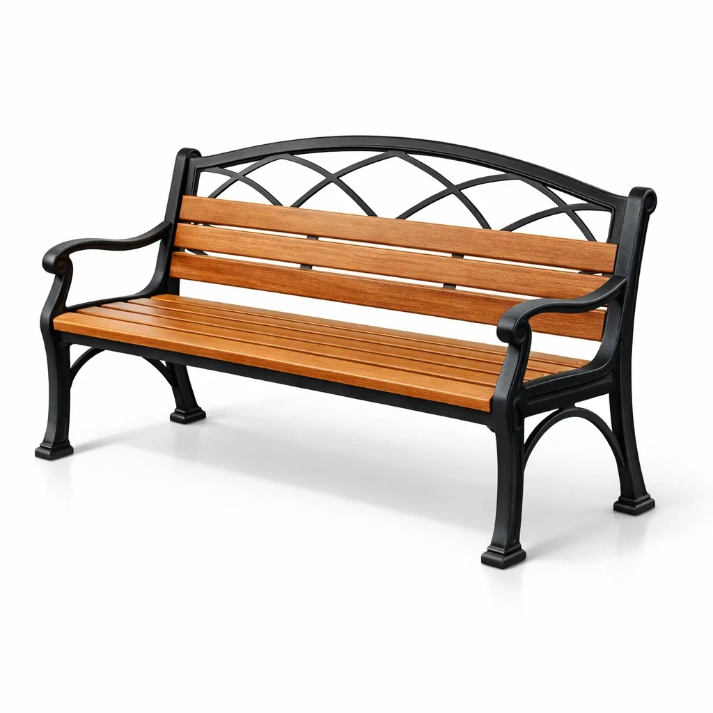 Gartenbank holz metall schwarz braun 126x60x75 cm-FURNISHELITECO
