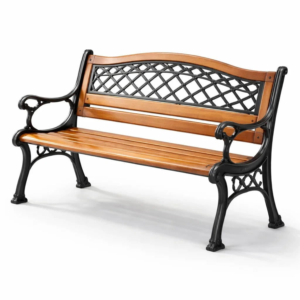 Gartenbank holz gusseisen braun schwarz-FURNISHELITECO