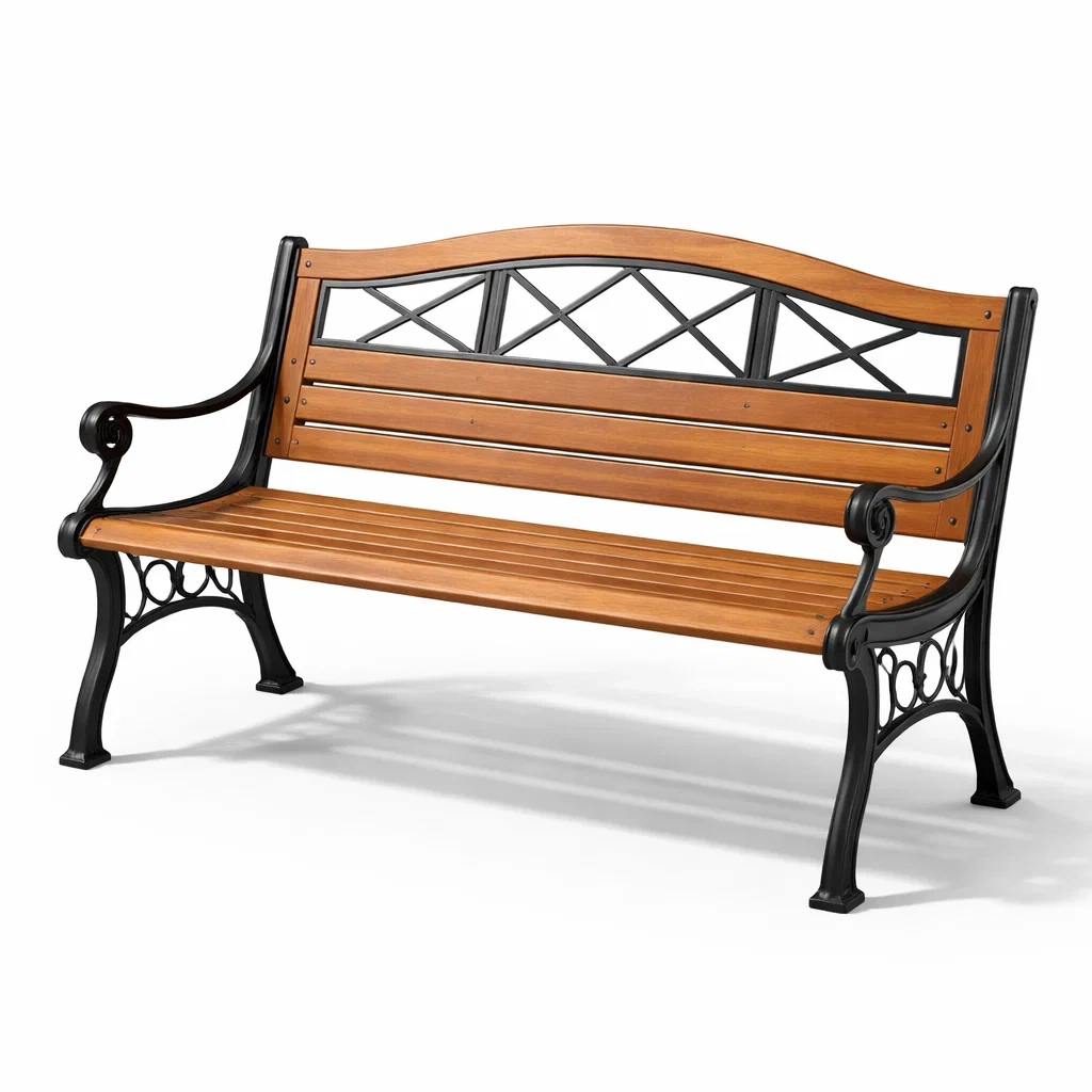Gartenbank holz metall braun schwarz 119x50x75 cm-FURNISHELITECO