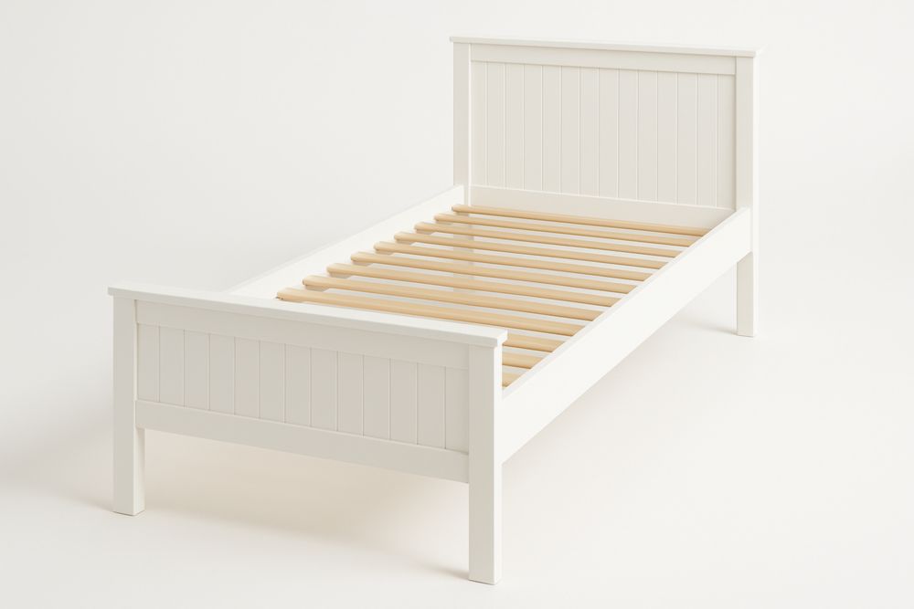 Structure de lit simple en bois blanc 200x90 cm-Hemloxyn