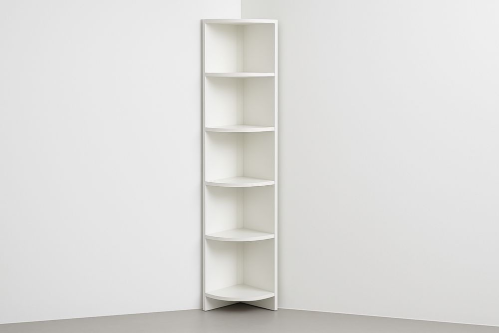 Bibliothèque d'angle en panneaux de particules bois blanc à 5 niveaux-Hemloxyn