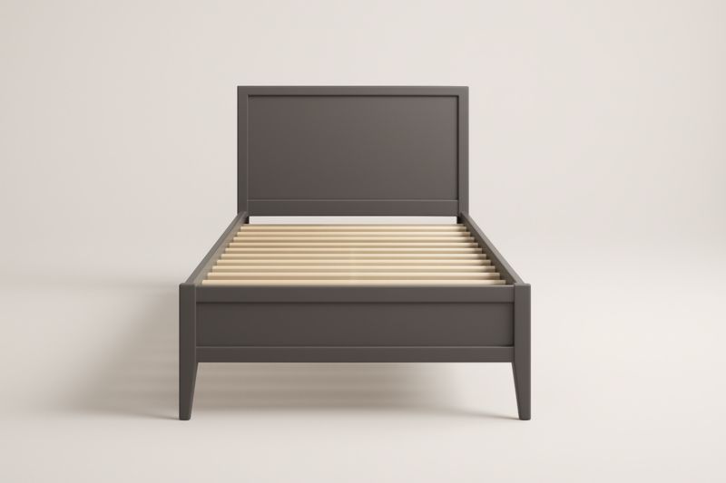 Lit simple en bois gris 90x200 cm-Hemloxyn