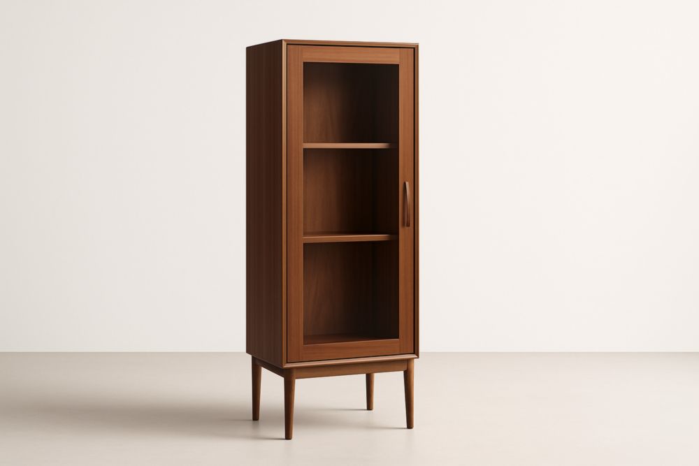 Bibliothèque en Bois de Noyer avec Porte en Verre Trempé-Hemloxyn