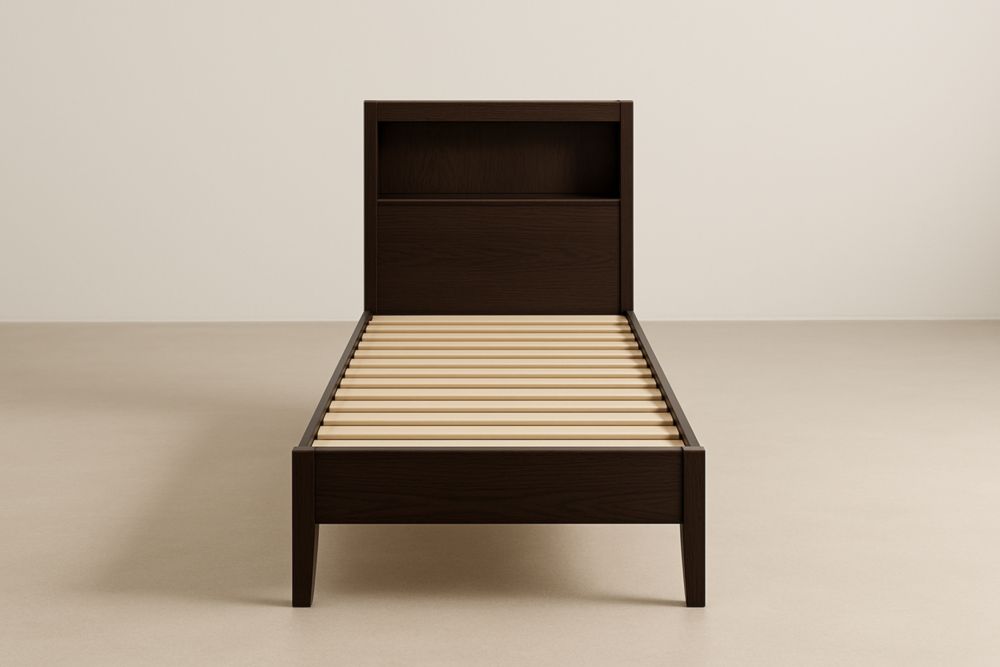 Lit en bois massif avec tête de lit à rangement 200x90 cm-Hemloxyn