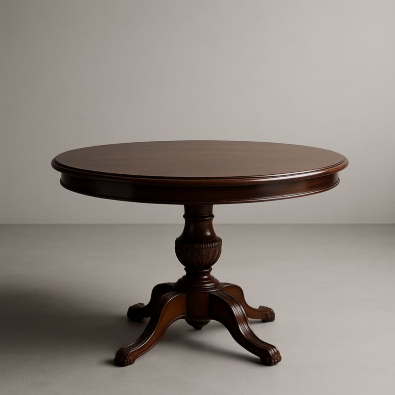 Table ronde en bois marron 120 cm-Junixwood