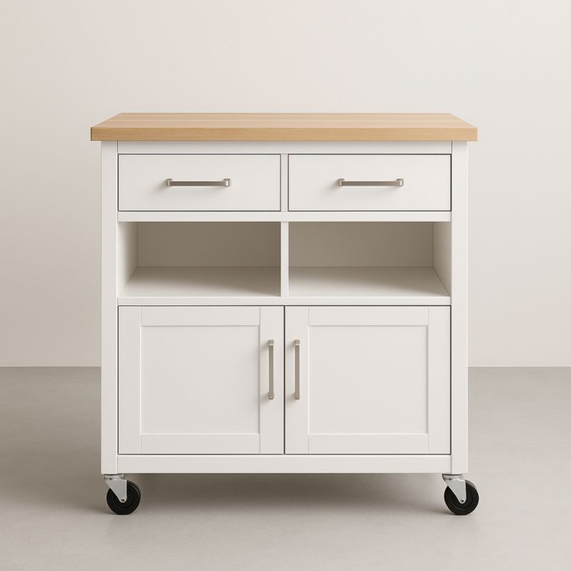 Chariot de cuisine en bois MDF avec roulettes-Junixwood