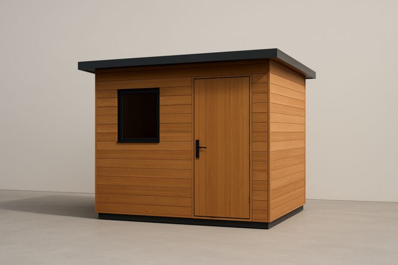 Abri de Jardin Bois Composite Marron avec Fenêtre-Junixwood