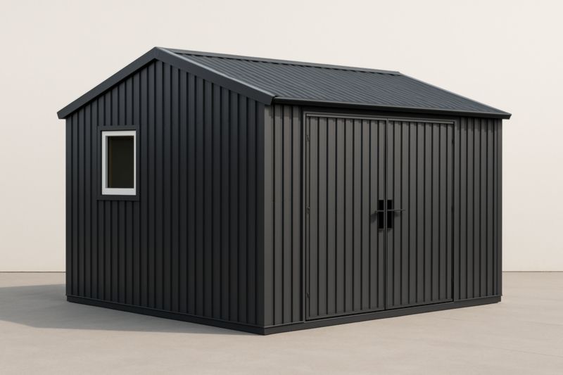 Abri de stockage en métal gris foncé 300x250x210 cm-Junixwood