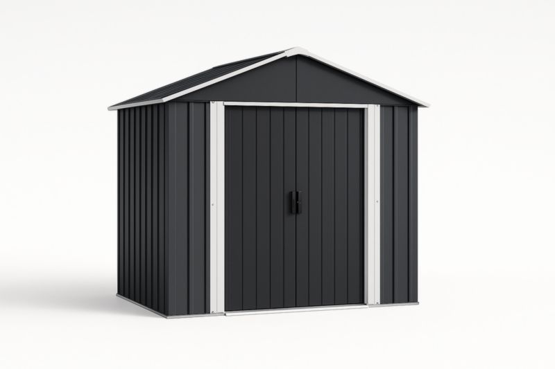 Abri de jardin en acier galvanisé anthracite 277 cm x 191 cm x 192 cm-Junixwood