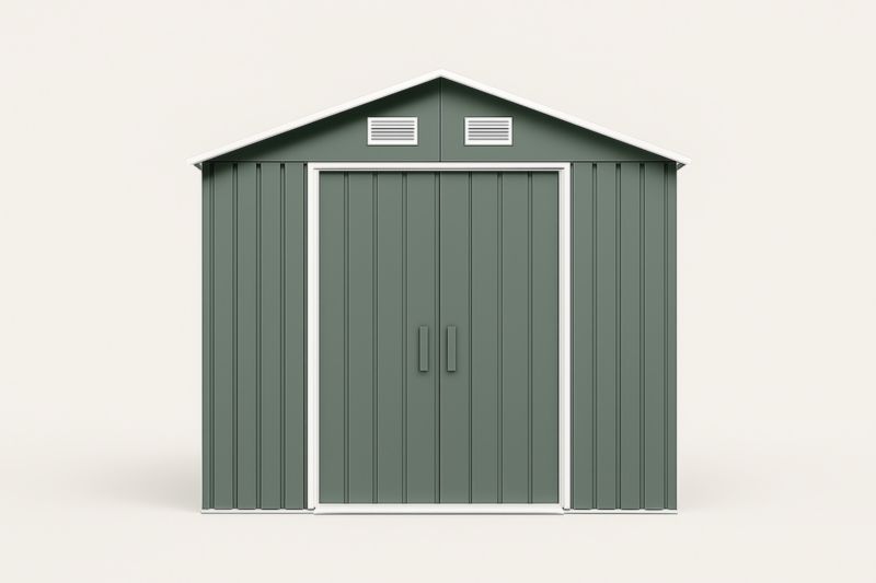 Abri de Jardin Métallique Vert 2,43m x 1,82m x 2,09m-Junixwood