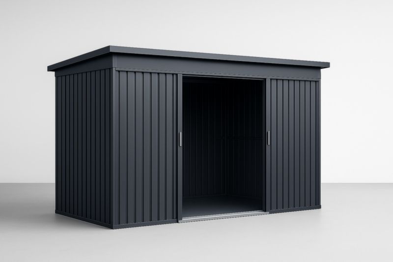 Abri de Jardin en Acier Galvanisé Gris avec Portes Coulissantes-Junixwood