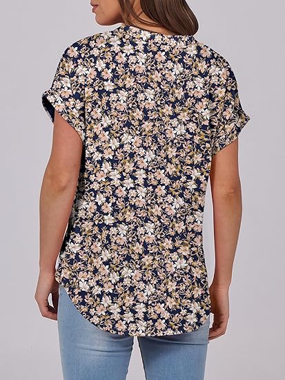 Womens Short Sleeve Henley Tops V Neck Dressy Casual Blouses Summer Trendy Tee Shirts 2026 Vacation Fashion Clothes