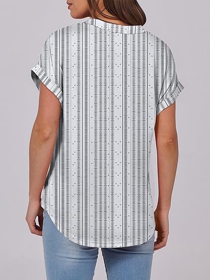 Womens Short Sleeve Henley Tops V Neck Dressy Casual Blouses Summer Trendy Tee Shirts 2026 Vacation Fashion Clothes