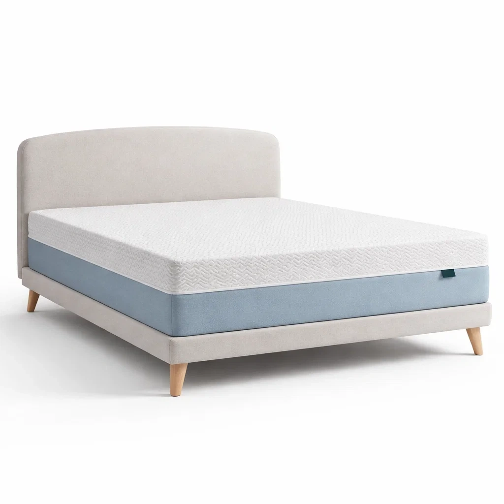 Minimalist Light Beige Upholstered Platform Bed Frame-CasarioLiving